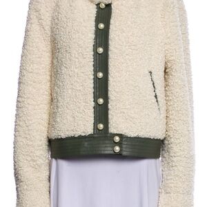 Tanya Taylor Cream and Green Teddy Jacket